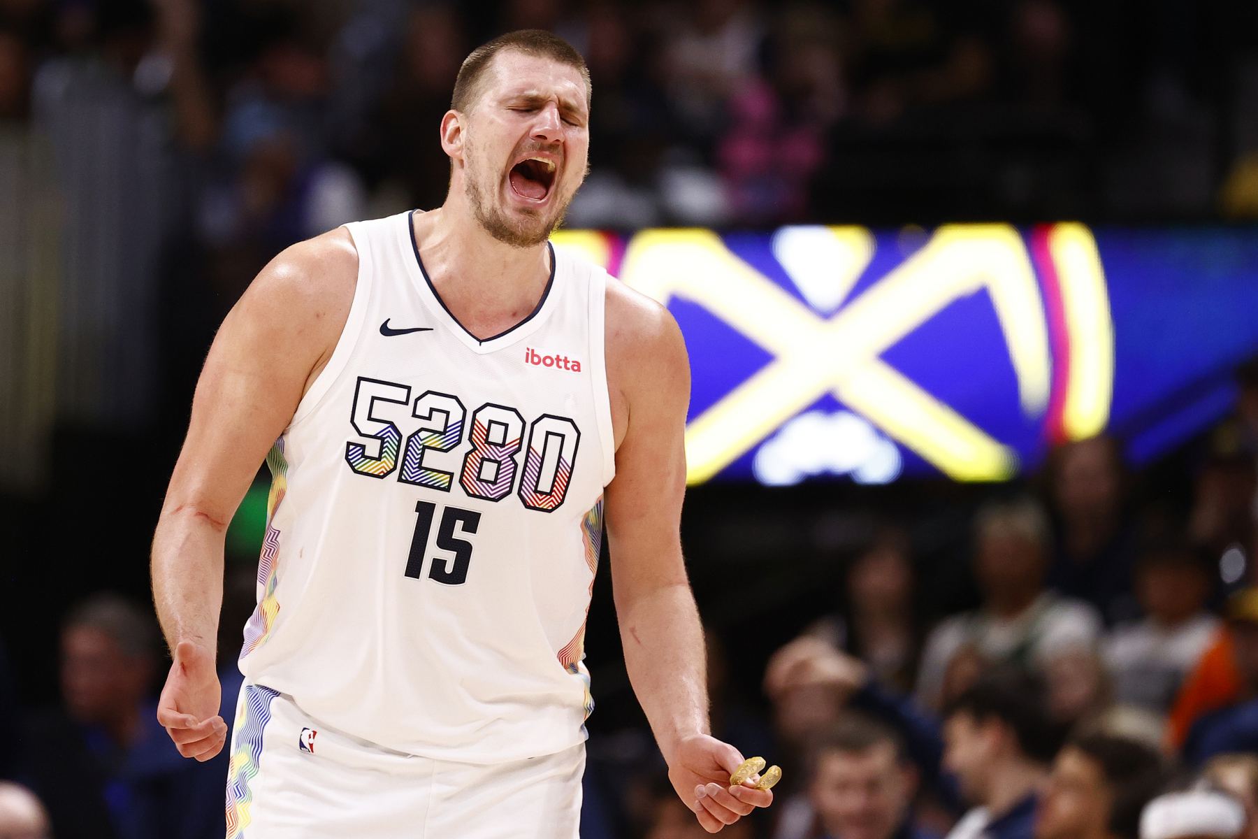 Jokic scored a triple-double after three quarters, helping the Nuggets establish a double-digit lead.